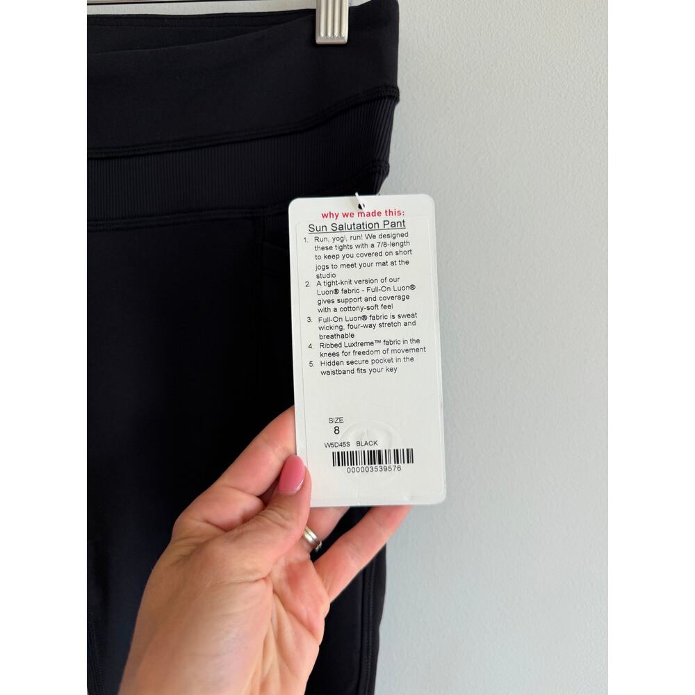 Lululemon Sun Salutation Pant Full-On Luon Activewear Leggings Black 8 NWT - Picture 7 of 9